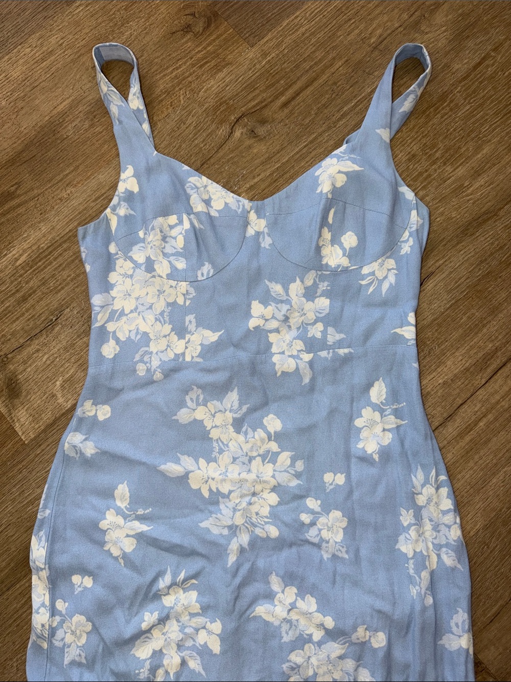 Reformation Reverie Dress Pale Blue Floral Blooms Maxi - Picture 16 of 16